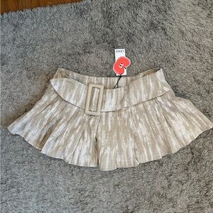 Cider Beige Textured Mini Skirt